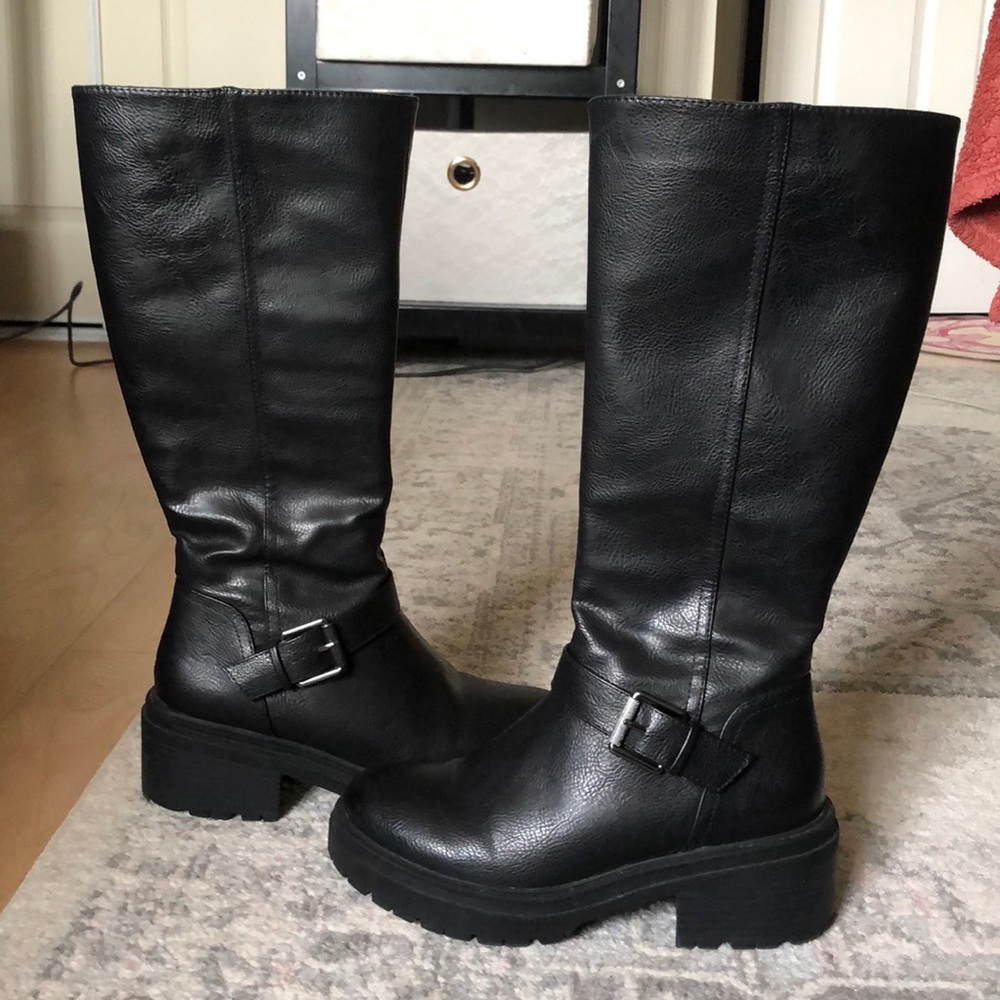 Naturalizer Black Leather Adler Knee-high Riding Boots